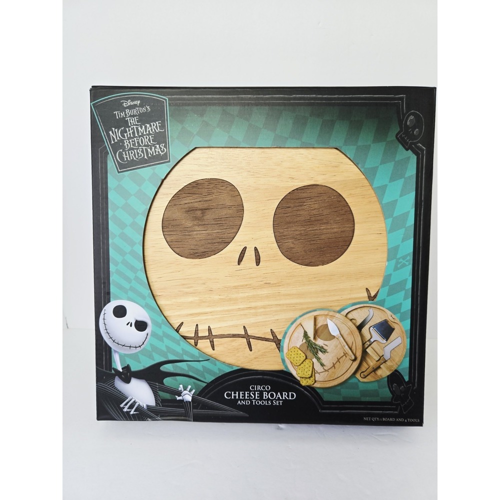 Disney Nightmare Before Christmas Wood Cheese Board Tool Set Jack head